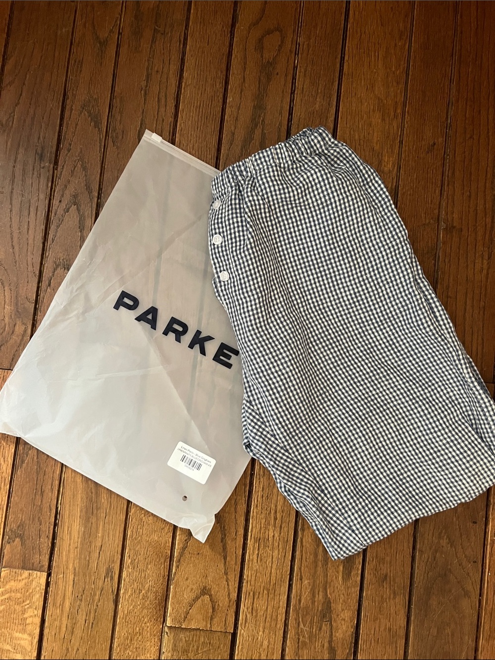 PARKE Blue Gingham Linen Pants Coastal 2026 Size XS Like NEW IN BAG